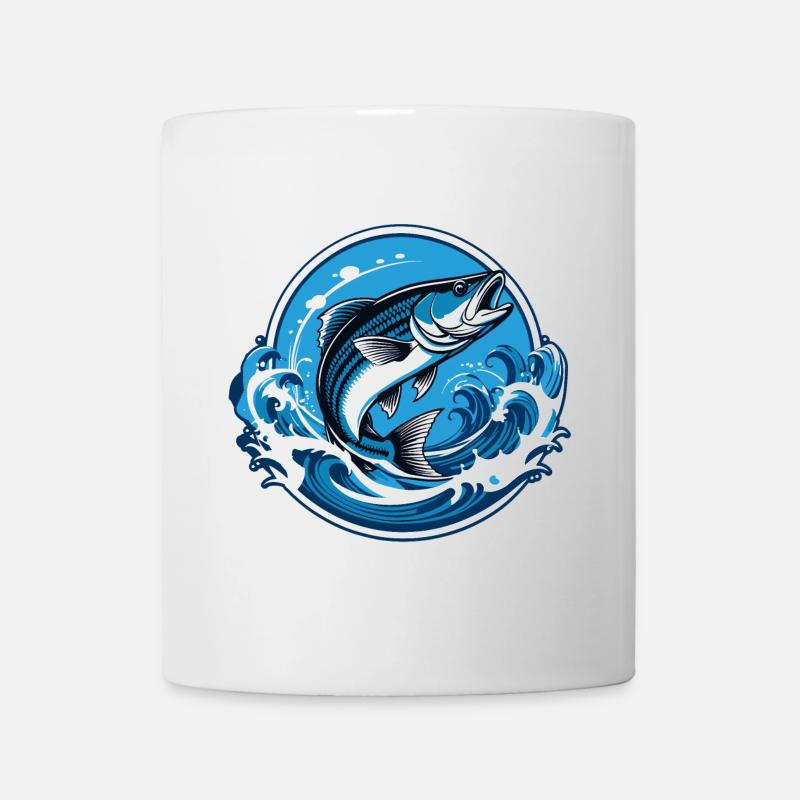 Fisch im Wasser mit Wellenumrandung - Tasse - Weiß