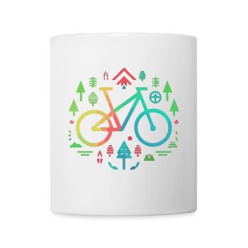 Minimalist Bicycle and Nature Outline - Mug - white - Front