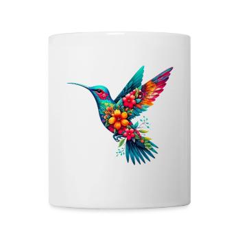 Colibri décoré de fleurs - Mug blanc - blanc - Devant