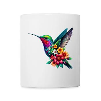 Colibri décoré de fleurs - Mug blanc - blanc - Devant
