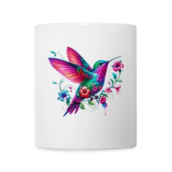 Colibri décoré de fleurs - Mug blanc - blanc - Devant