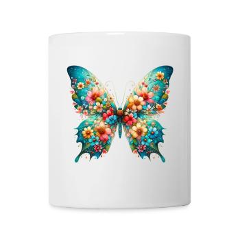 Butterfly decorated with flowers - Mug - white - Front
