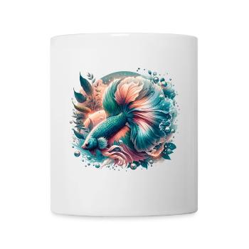Kampffisch, Betta splendens, bunter Fisch - Tasse - Weiß - Vorne