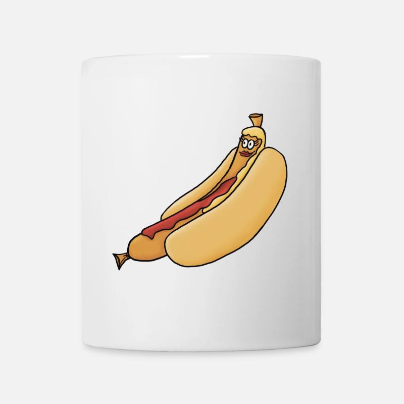 entspannte Bockwurst im Brötchen - Tasse - Weiß