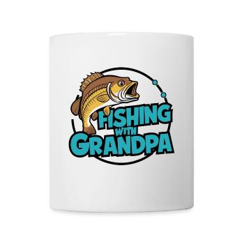 Angeln mit Opa buntes Angelmotiv - Tasse - Weiß - Vorne