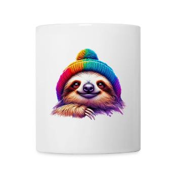 Paresseux avec bonnet de laine - Mug blanc - blanc - Devant