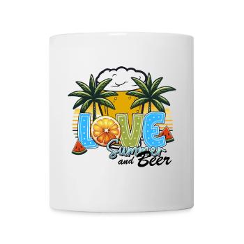 Love Summer Tropen-Logo mit Palmen & Bier - Tasse - Weiß - Vorne