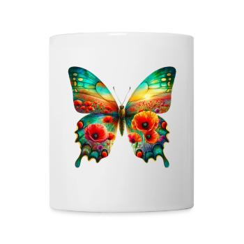 Schmetterlingsblumen Mohnfeld - Tasse - Weiß - Vorne