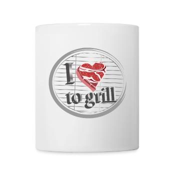 Meat as a heart on the grill - love for grilling - Mug - white - Front