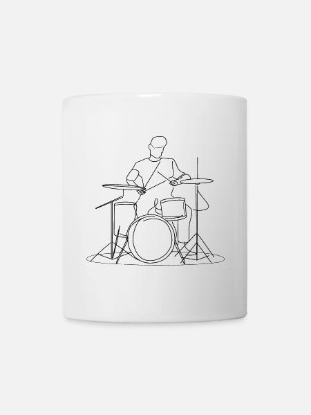 Schlagzeuger Skizze - Tasse - Weiß