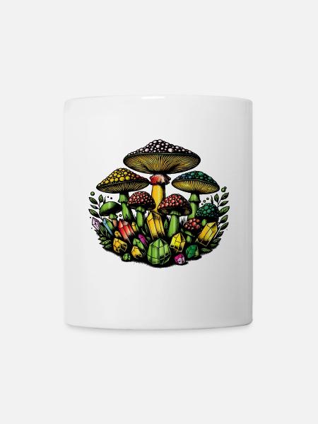champignons et cristaux magiques - Mug blanc - blanc