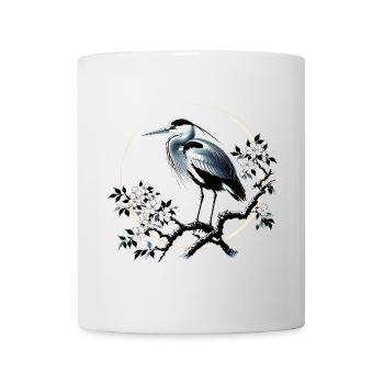 Héron blanc gris Japon Japon - Mug blanc - blanc - Devant