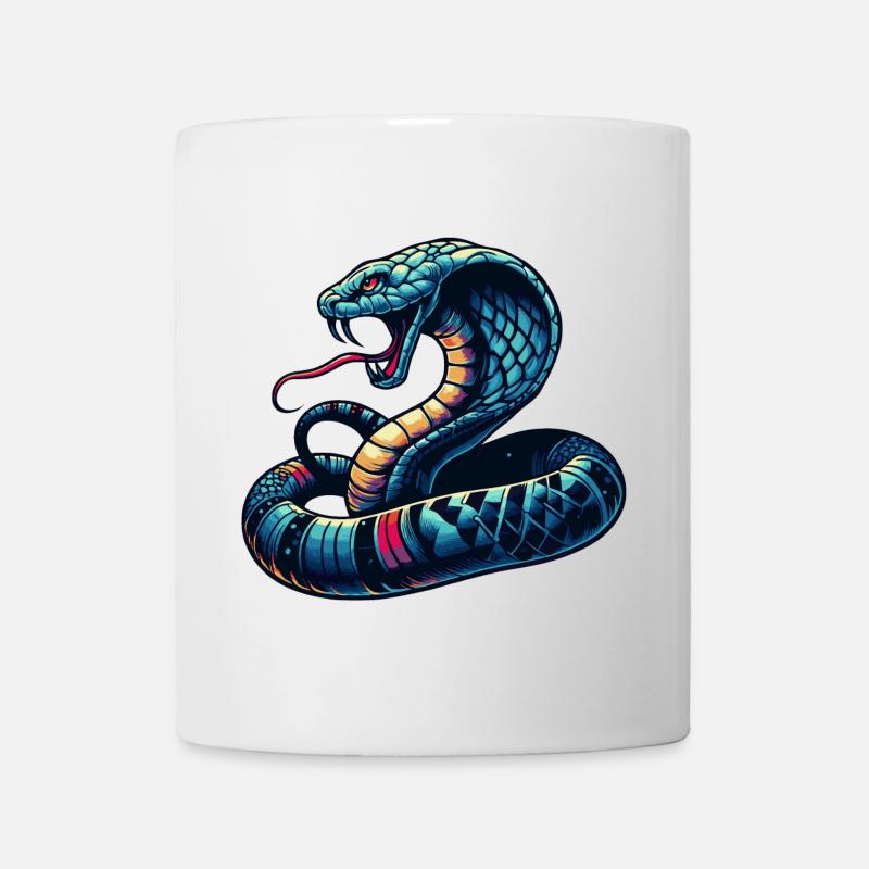 motif serpent Cobra dynamique et coloré - Mug blanc - blanc