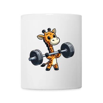 Giraffe Dumbbell Weightlifting Fitness Humor - Mug - white - Front