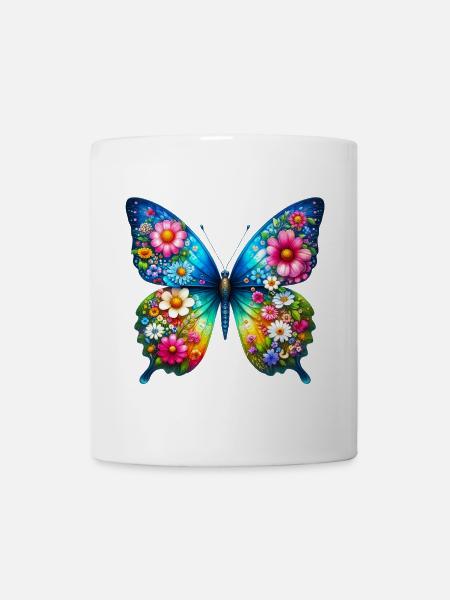 Fleurs de fleurs de papillon - Mug blanc - blanc