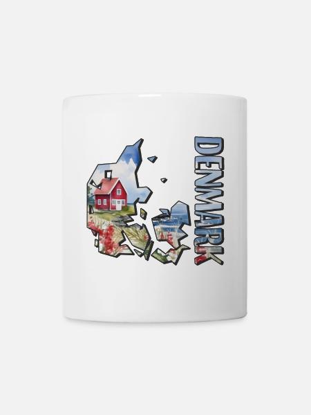 Carte à l’aquarelle Danemark - Mug blanc - blanc