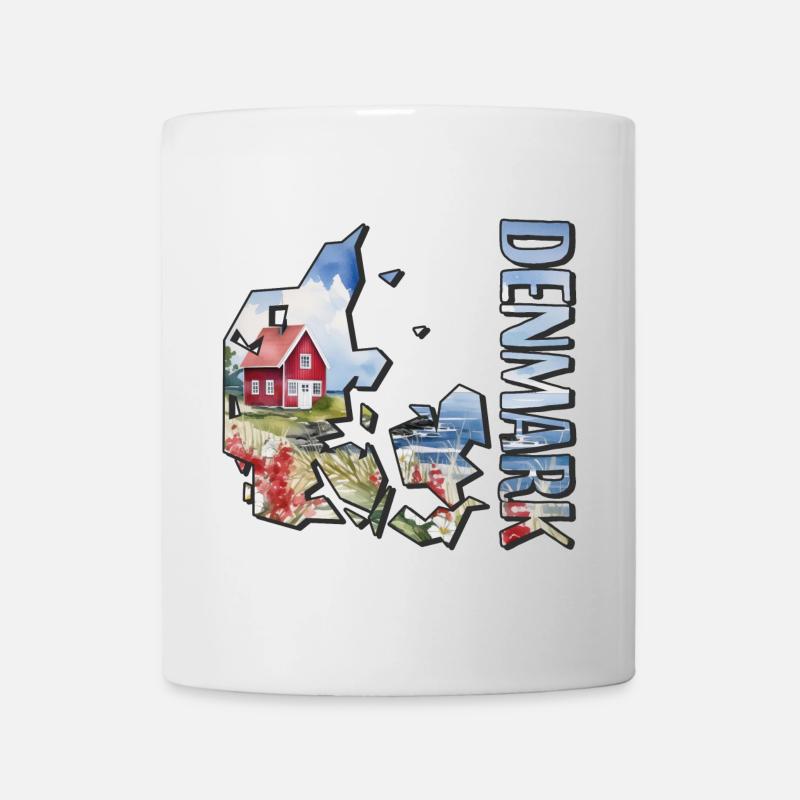 Carte à l’aquarelle Danemark - Mug blanc - blanc