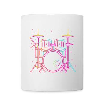 Schlagzeug Skizze Retro - Tasse - Weiß - Vorne