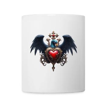 Elegant Gothic Heart with Fantasy Bird. - Mug - white - Front
