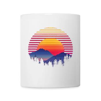 Coucher de soleil Forêt Montagne Extérieur Rétro Années 80 Vintage 4 - Mug blanc - blanc - Devant