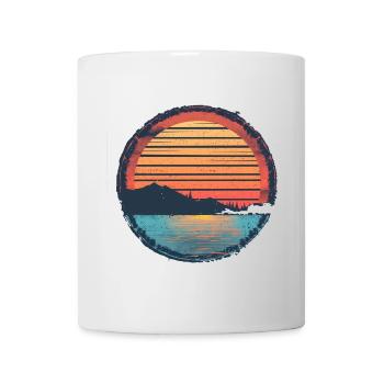 Sunset Lake Mountain Extérieur Rétro Années 80 Vintage - Mug blanc - blanc - Devant