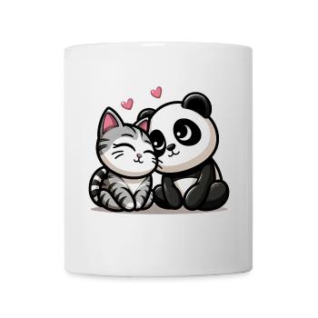 Cuddling Cat And Panda In Love - Tasse - Weiß - Vorne