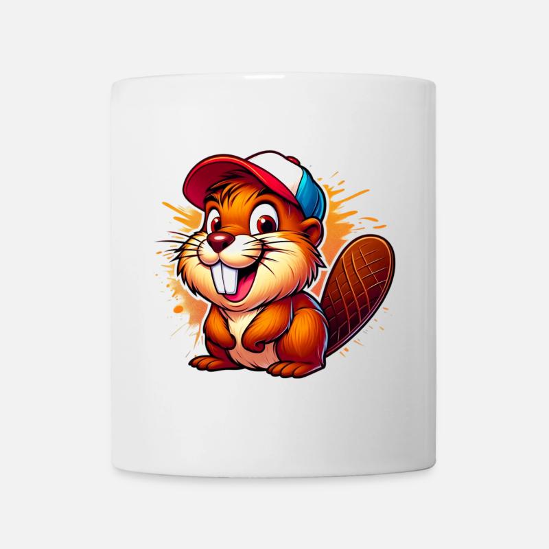 Biber mit Baseballkappe - Tasse - Weiß