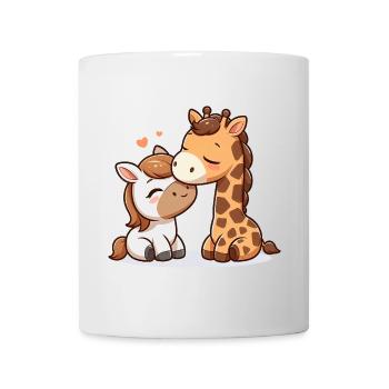 Câlin Cheval Et Girafe Amoureux - Mug blanc - blanc - Devant