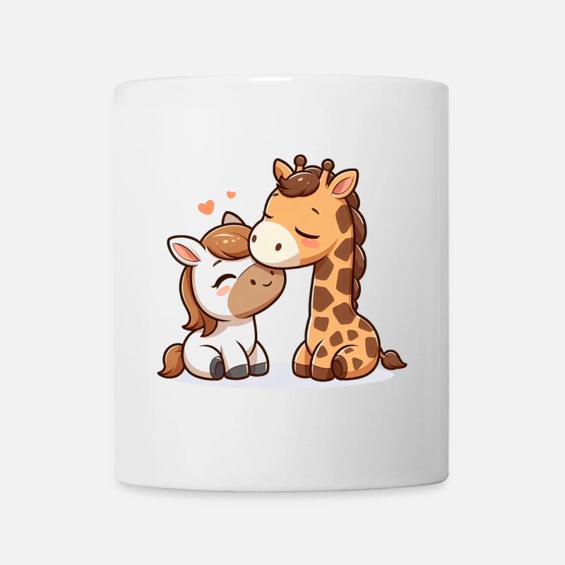 Câlin Cheval Et Girafe Amoureux - Mug blanc - blanc