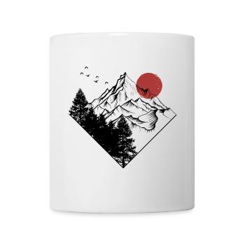 Silhouette des Gipfels der roten Sonne - Tasse - Weiß - Vorne