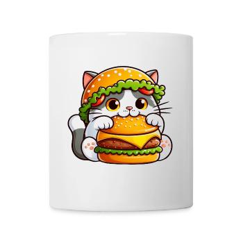 Chapeau fantaisiste Cat Cat Cheeseburger Fast Food - Mug blanc - blanc - Devant
