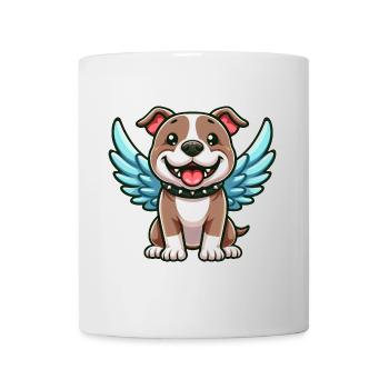 Mignon Pitbull Angel Dessin animé avec des ailes - Mug blanc - blanc - Devant