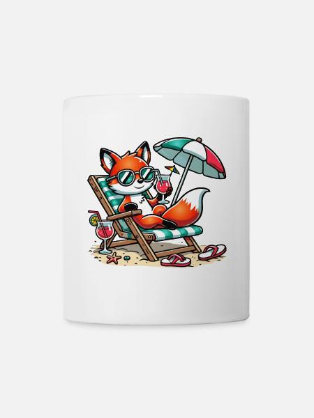 Fuchs am Strand - Tasse - Weiß