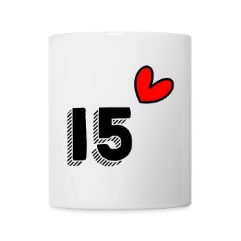 15. 15 ANS. 15e ANNIVERSAIRE. ANNIVERSAIRE 15 ANS. - Mug blanc - blanc - Devant
