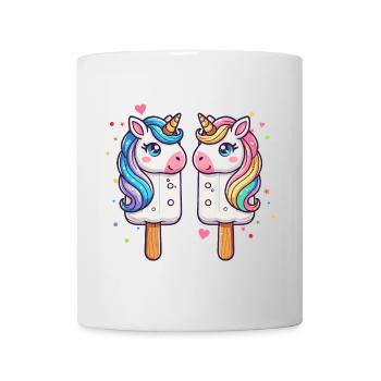 colourful unicorn ice cream motif for summer - Mug - white - Front