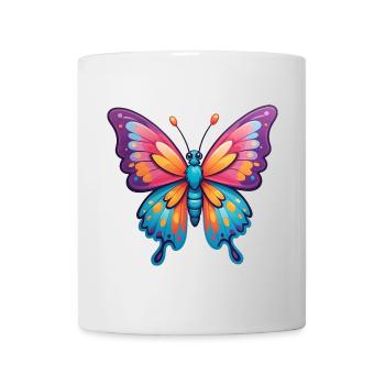 Niedlicher bunter Cartoon-Schmetterling - Tasse - Weiß - Vorne