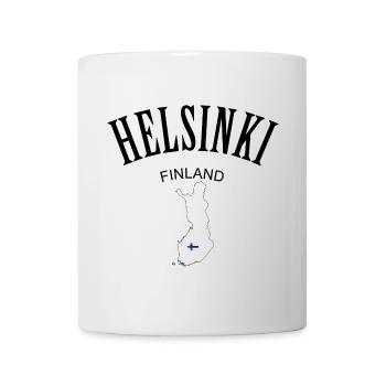 Carte de la Finlande Emblème avec drapeau - Mug blanc - blanc - Devant