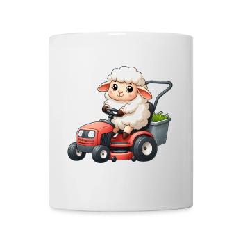 Mignon mouton tondeuse à gazon jardinier tracteur horticulture - Mug blanc - blanc - Devant