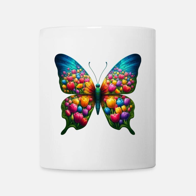 Schmetterling Tulpen Tulpe Holland - Tasse - Weiß