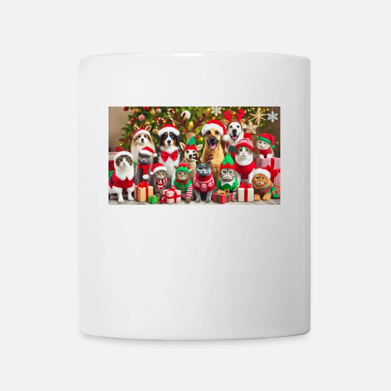 Tiere mit Weinachtsbekleidung - Tasse - Weiß