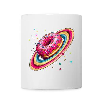 Un beignet avec des pépites colorées comme la planète Saturne - Mug blanc - blanc - Devant
