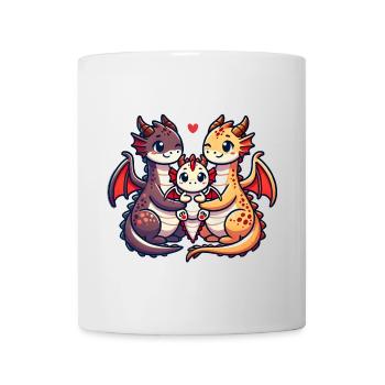 Famille Dragon Mère et Père Avec Un Enfant - Mug blanc - blanc - Devant