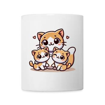 Parent chat aimant avec deux enfants mignons - Mug blanc - blanc - Devant
