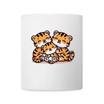 Famille Tigre Mère Et Père Avec Un Enfant 2 - Mug blanc - blanc - Devant