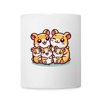 Hamster Famille Mère Et Père Trois Enfants - Mug blanc - blanc - Devant