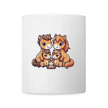 Famille Cheval Mère Et Père Avec Trois Enfants - Mug blanc - blanc - Devant