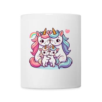 Licorne Famille Mère Et Père Avec Deux Enfants - Mug blanc - blanc - Devant