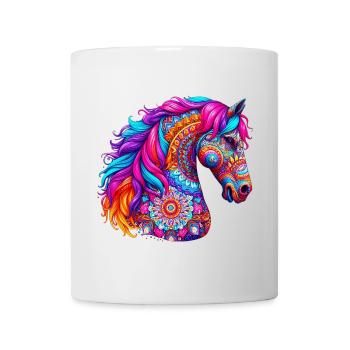 Pferd Mandala Zeichnung Indien Indien - Tasse - Weiß - Vorne