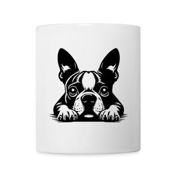 Boston Terrier Kopf mit Pfoten - Tasse - Weiß - Vorne