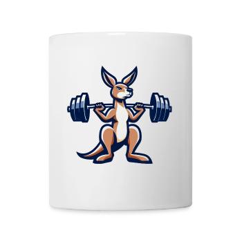 Känguruh Barbell Hantel Gym Fitness Workout - Tasse - Weiß - Vorne